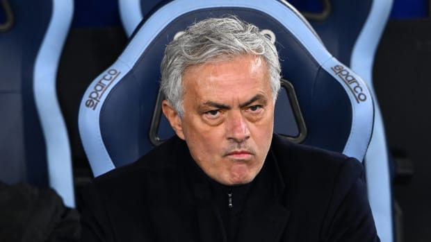 Manager Jose Mourinho pictured during Roma's 1-0 loss to rivals Lazio in January 2024